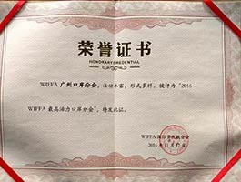 wiffa廣州口岸分會榮譽(yù)證書