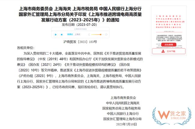五方面18項(xiàng)重點(diǎn)任務(wù)！上海市推進(jìn)跨境電商高質(zhì)量發(fā)展行動方案（2023-2025年）-貨之家